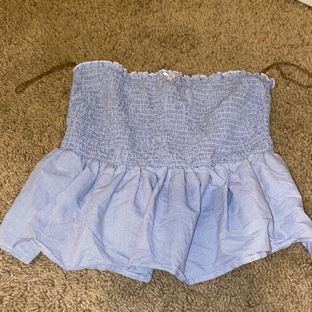 Blue Smocked Women's Top